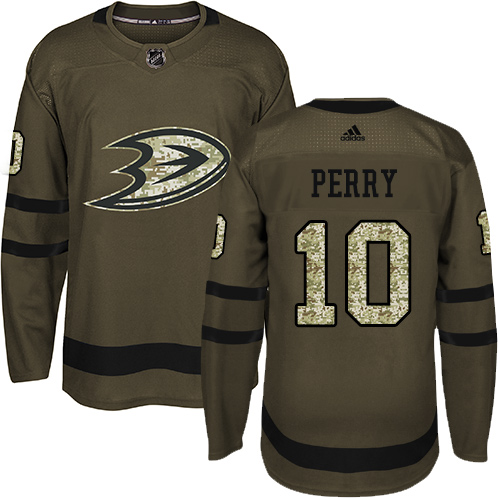 Herren Anaheim Ducks Eishockey Trikot Corey Perry #10 Grün Salute to Service